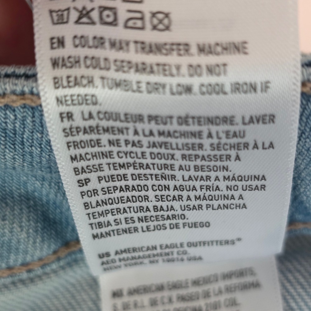 American Eagle Dreamy Drape Baggy Wide Leg Carpenter Jeans Light Wash 14 Regular - Picture 14 of 16